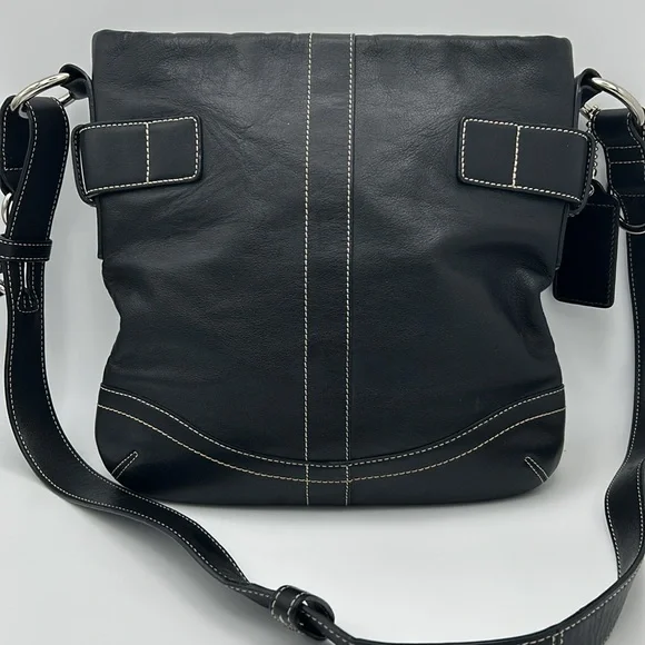 Coach H05Q-1452 Vintage Soho Slim Duffle Shoulder Crossbody Bag Black EUC - Picture 2 of 15